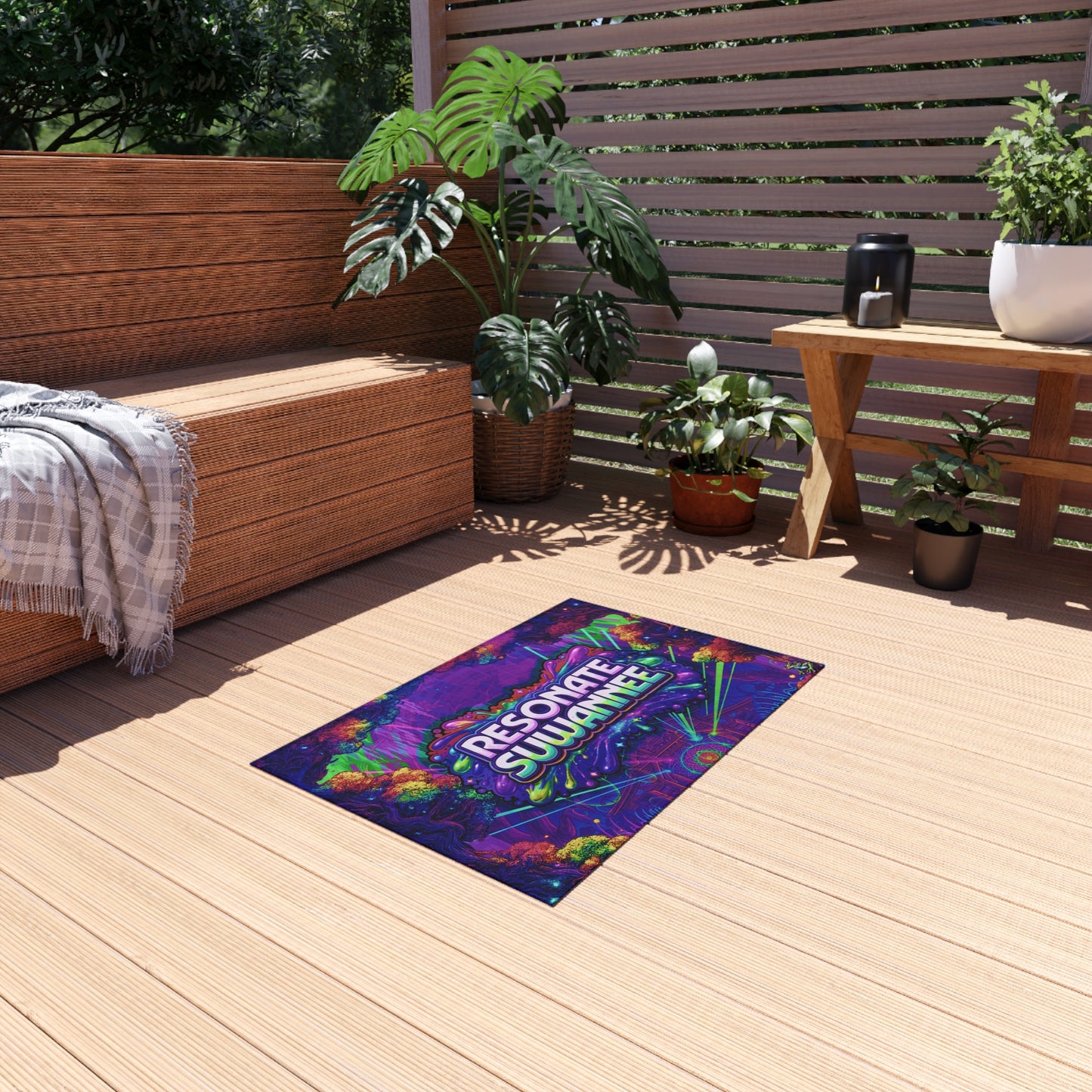 Vibrant Festival Outdoor Rug - Psychedelic Camping Mat