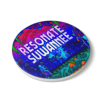 Vibrant Psychedelic Festival Ceramic Coaster