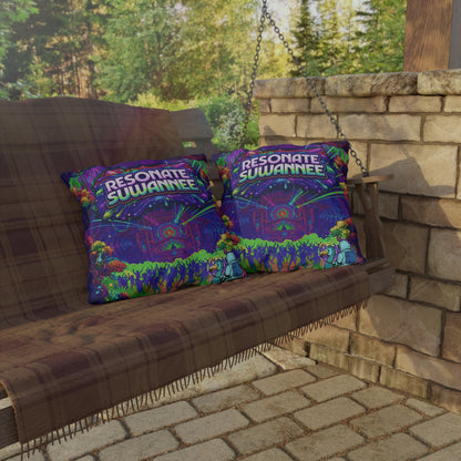 Vibrant Swamplife Outdoor Pillow — Psychedelic Festival Throw Pillow