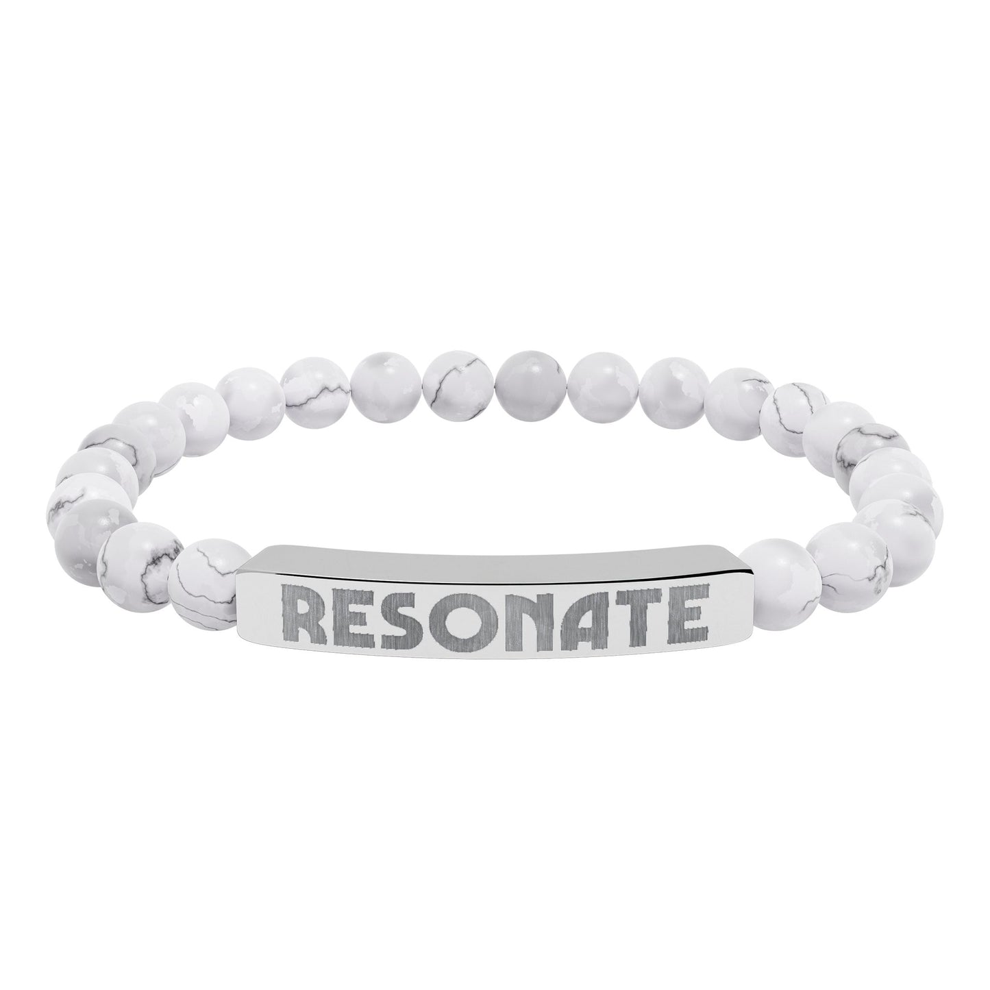 Engraved Natural Stone Stretch Bar Bracelet