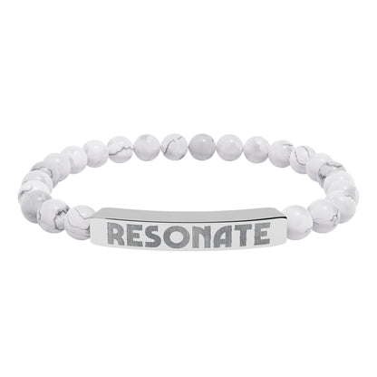 Engraved Natural Stone Stretch Bar Bracelet