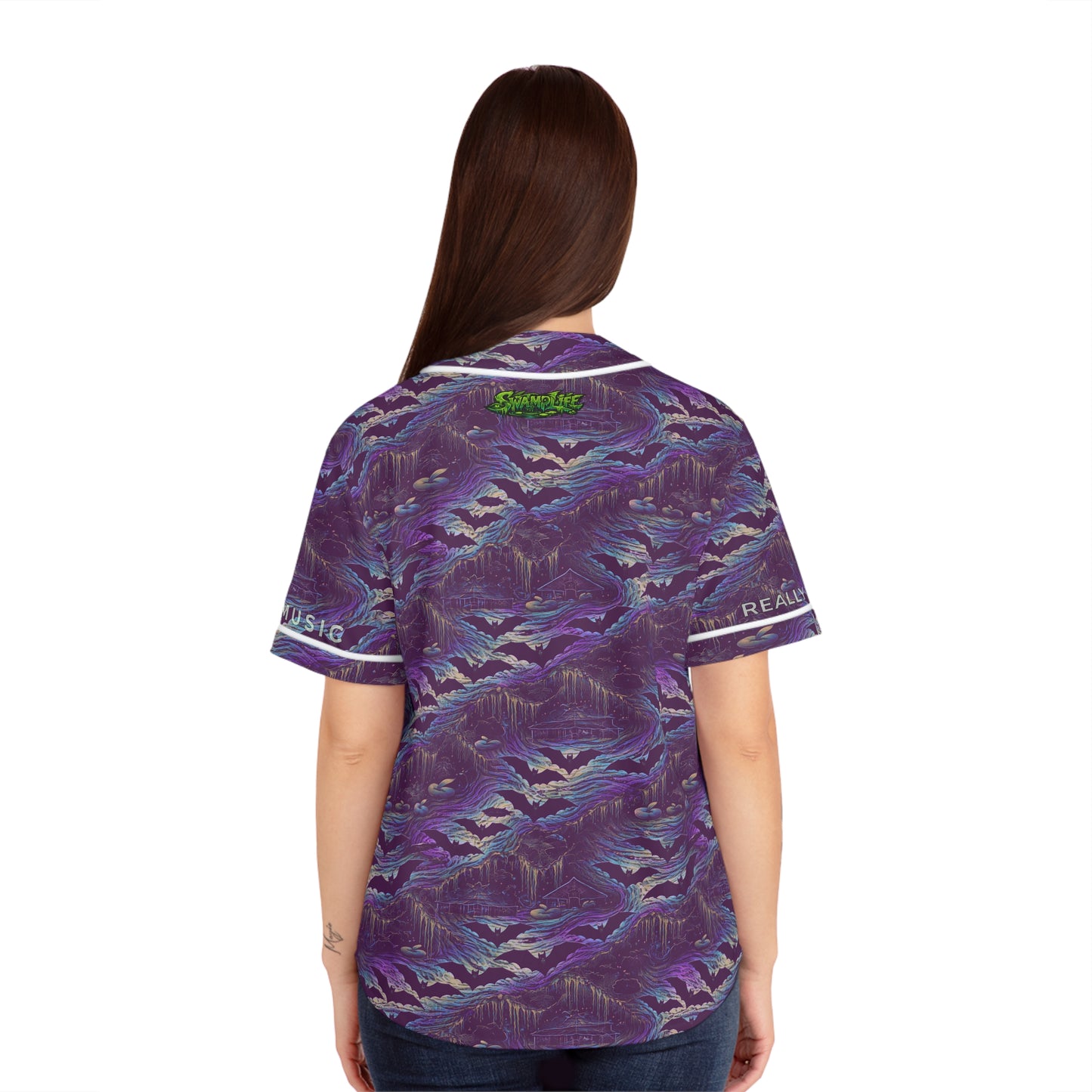 SwampLife Stay Swampy - Women’s Purple Swamp Baseball Jersey