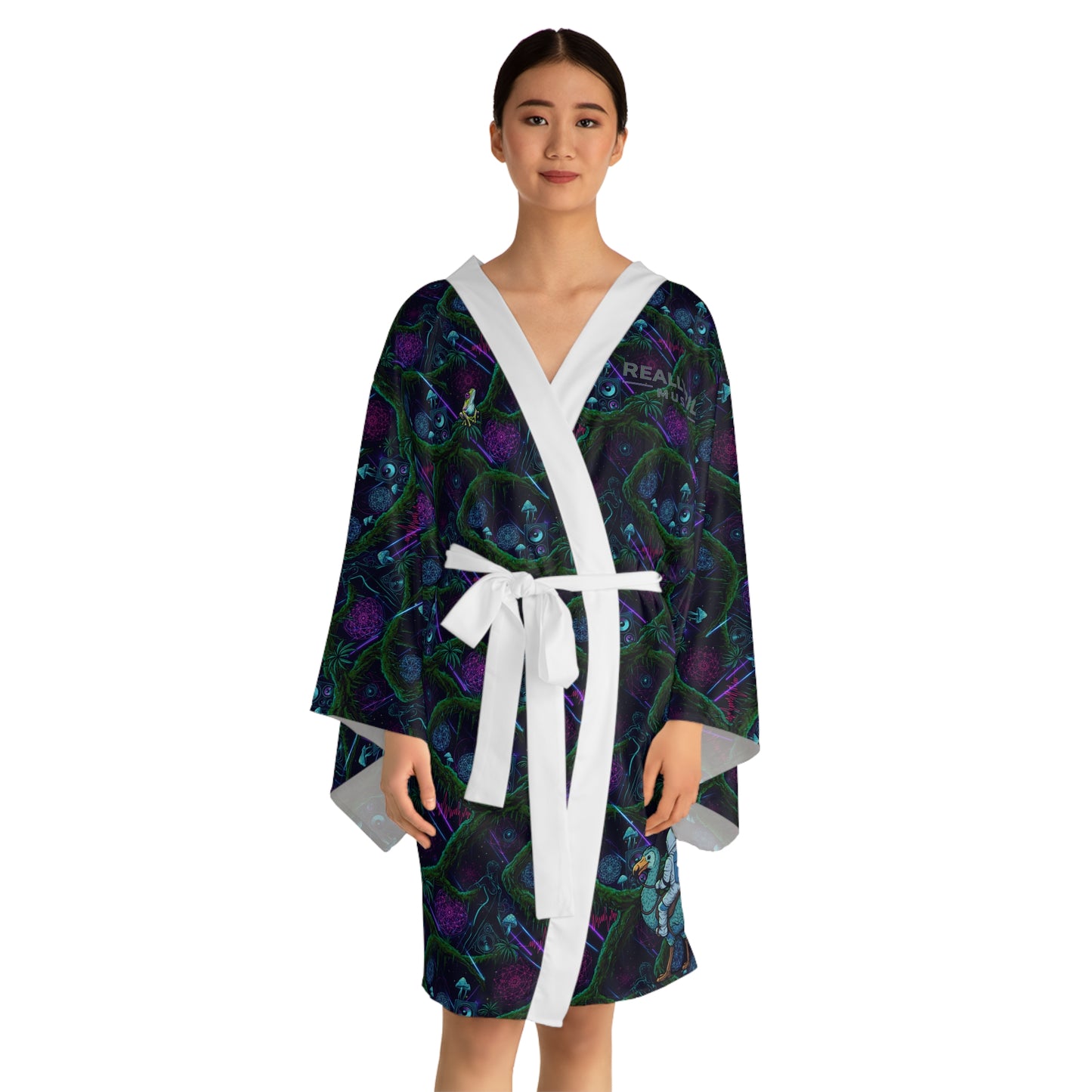 Swamp Bass Kimono Robe - Psychedelic Forest Pattern