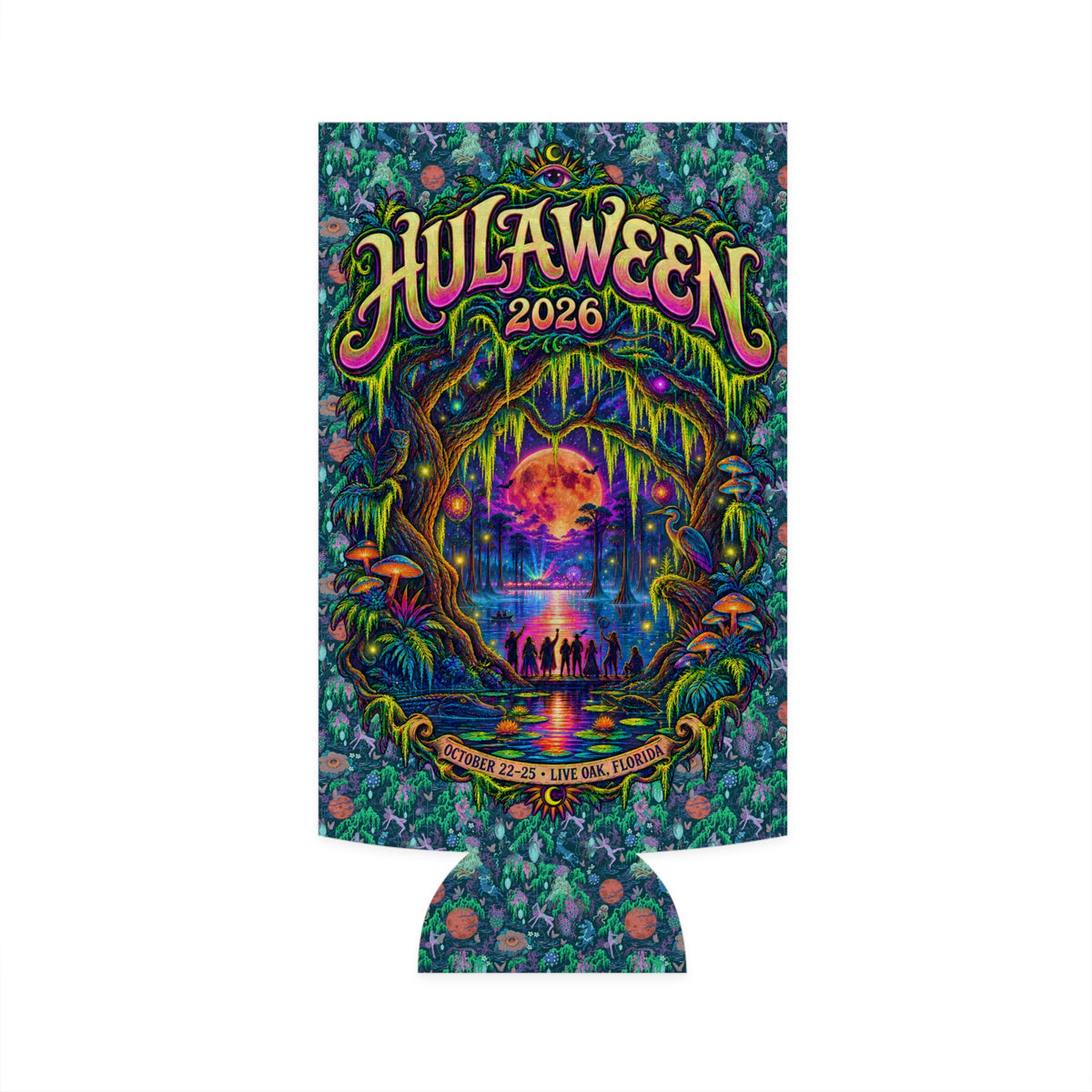 Hulaween 2026 'Happy Hula' Festival Design - Slim Can Cooler