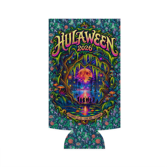 Hulaween 2026 'Happy Hula' Festival Design - Slim Can Cooler