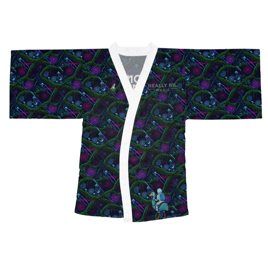 Swamp Bass Kimono Robe - Psychedelic Forest Pattern