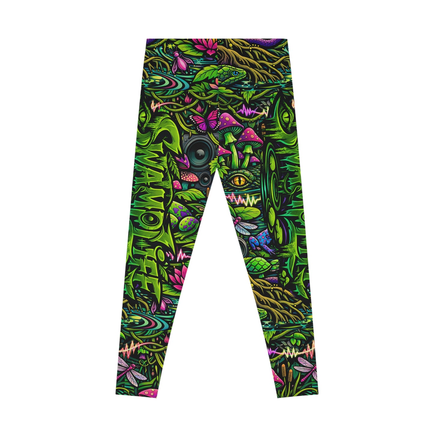 SwampLife Psychedelic Forest Leggings — Neon Mushroom Allover Print