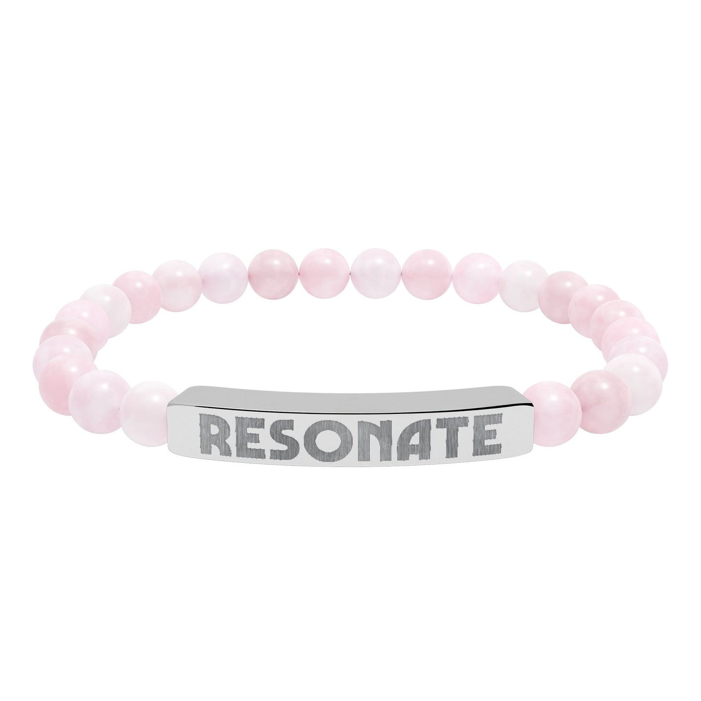 Engraved Natural Stone Stretch Bar Bracelet