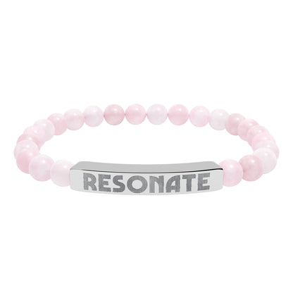 Engraved Natural Stone Stretch Bar Bracelet