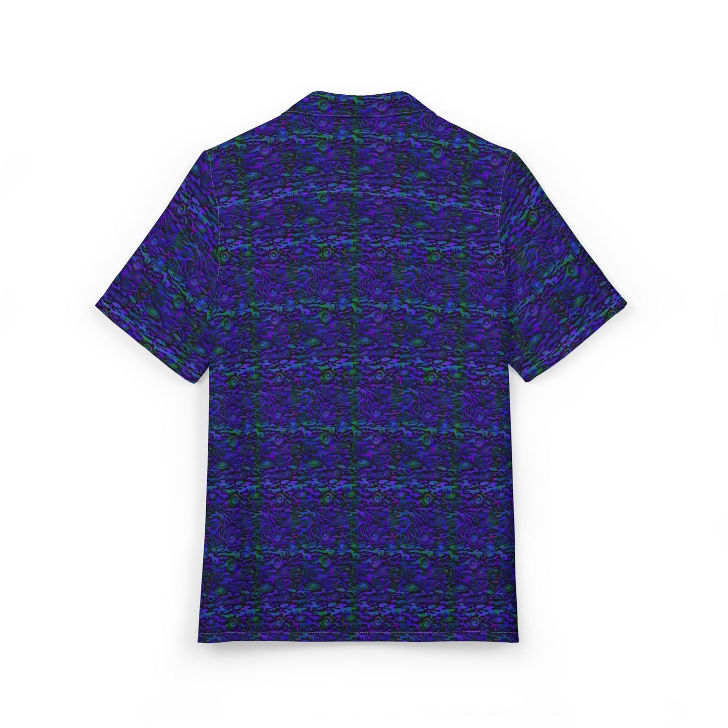 Purple Wave Hawaiian Shirt with Pink Pocket - Retro Tropical Button-Down