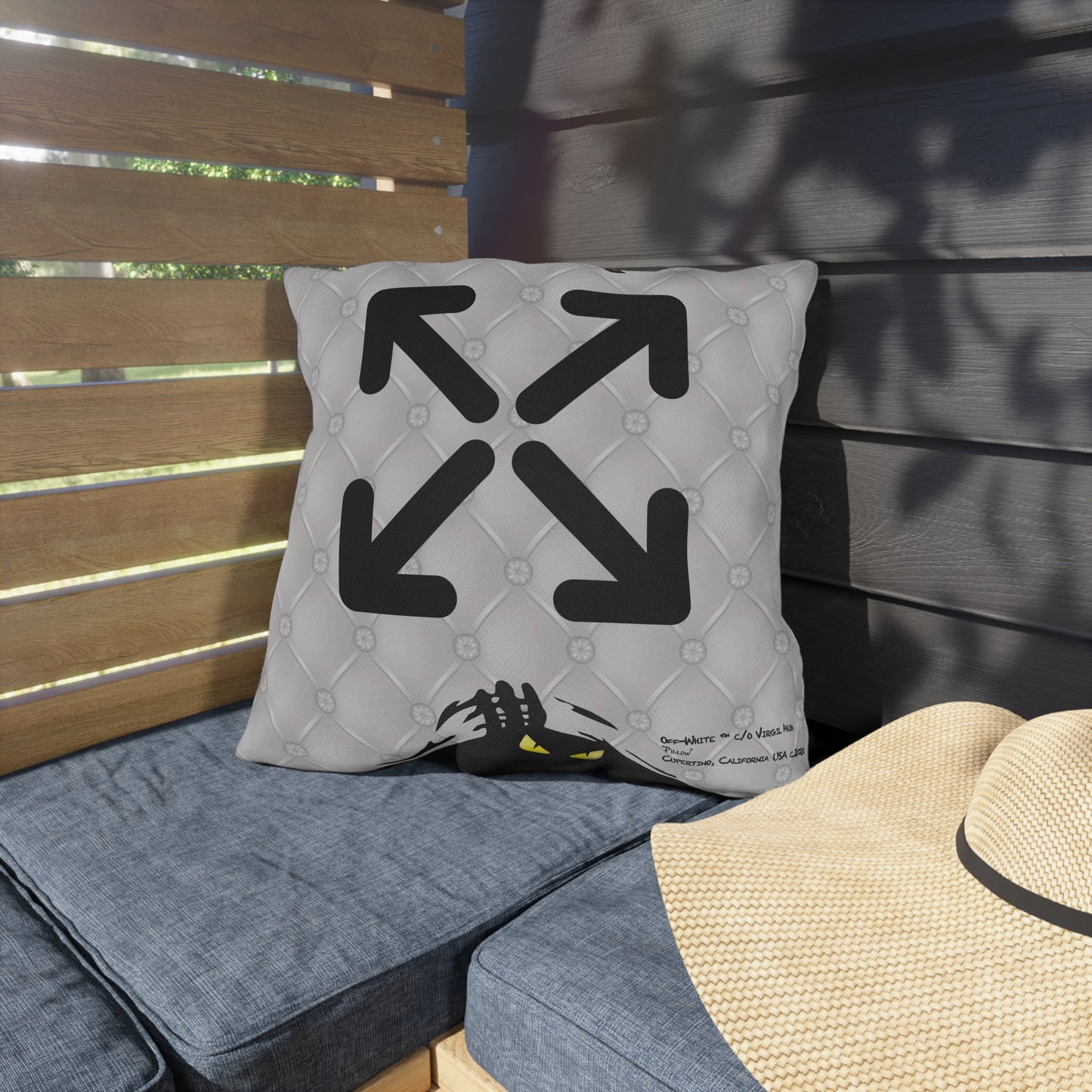 OFF-WHITE - 'Time to Get Naked' Graphic Outdoor Throw Pillow