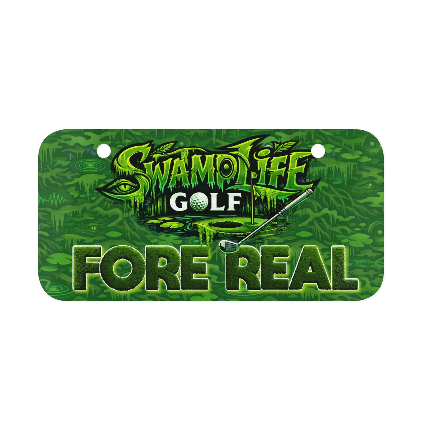 SwampLife: Golf “Fore Real” Mini License Plate - Novelty Golf Cart Tag