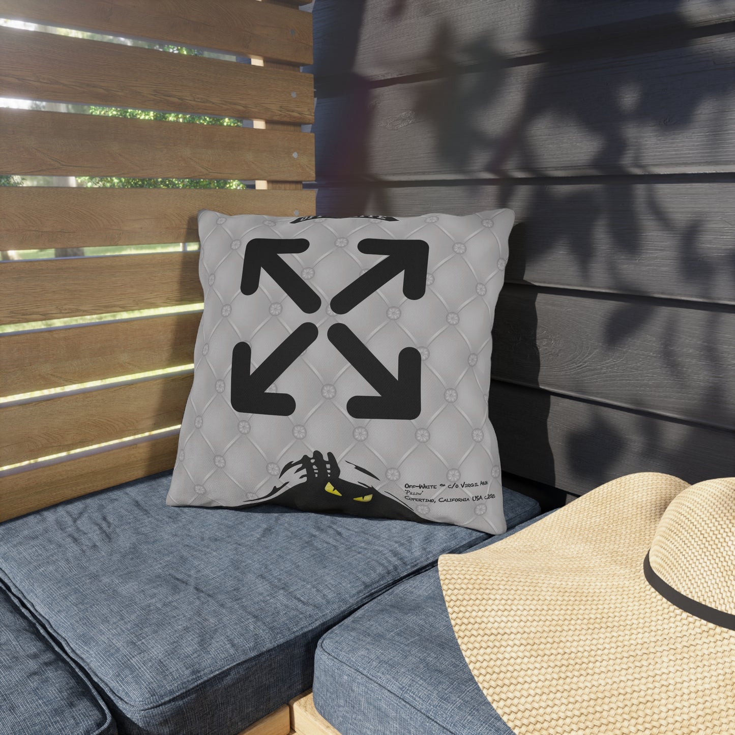 OFF-WHITE - 'Time to Get Naked' Graphic Outdoor Throw Pillow