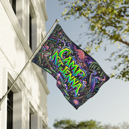 Camp Not Jenna Double-Sided Flag — Neon Psychedelic Camping Banner