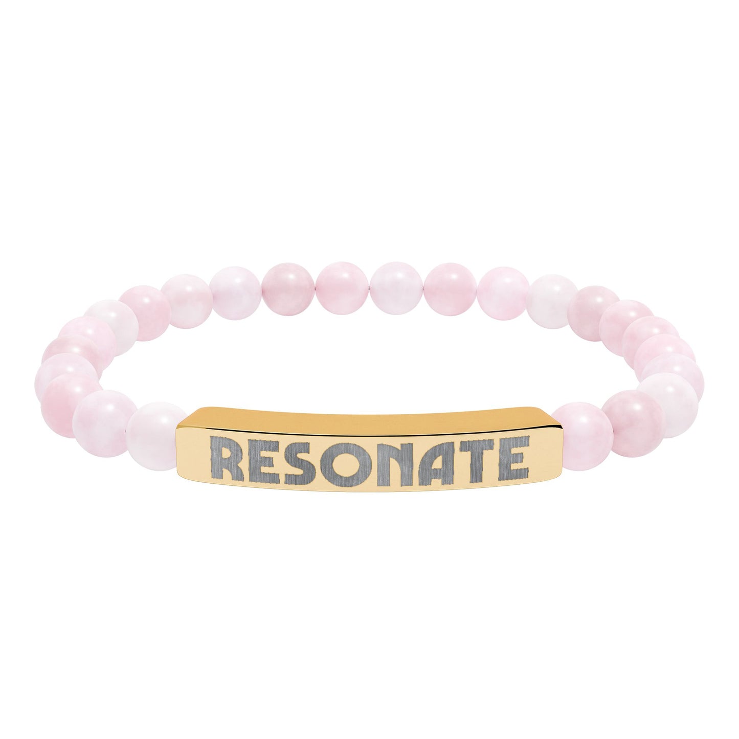 Engraved Natural Stone Stretch Bar Bracelet
