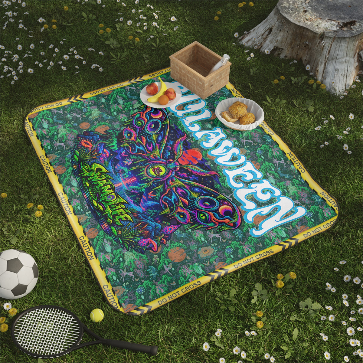 Psychedelic Hulaween Picnic Blanket