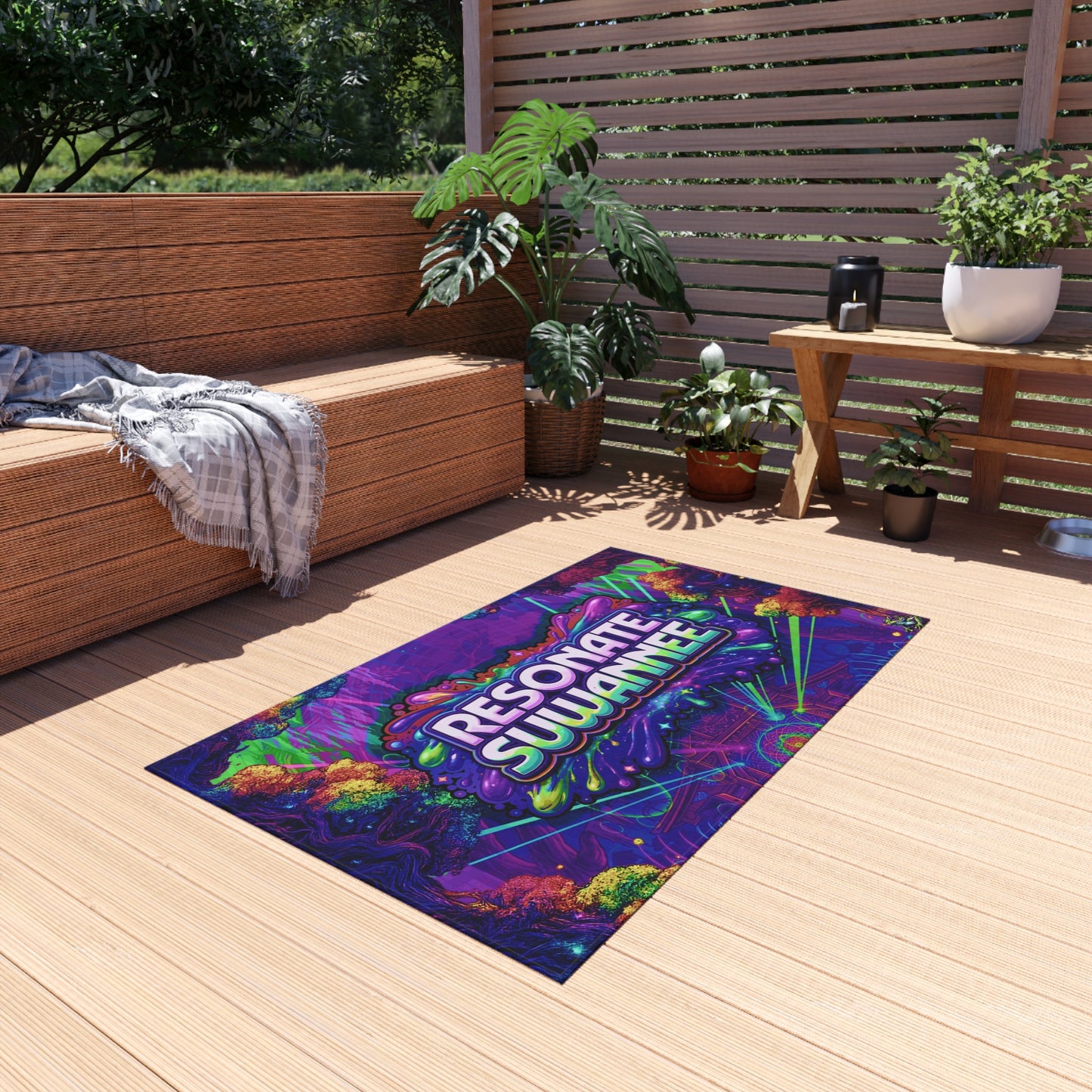 Vibrant Festival Outdoor Rug - Psychedelic Camping Mat