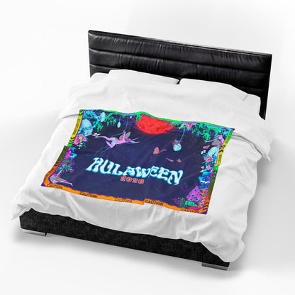 Velveteen Plush Blanket — Neon Floral Surreal Design with 'Velveteen' Text