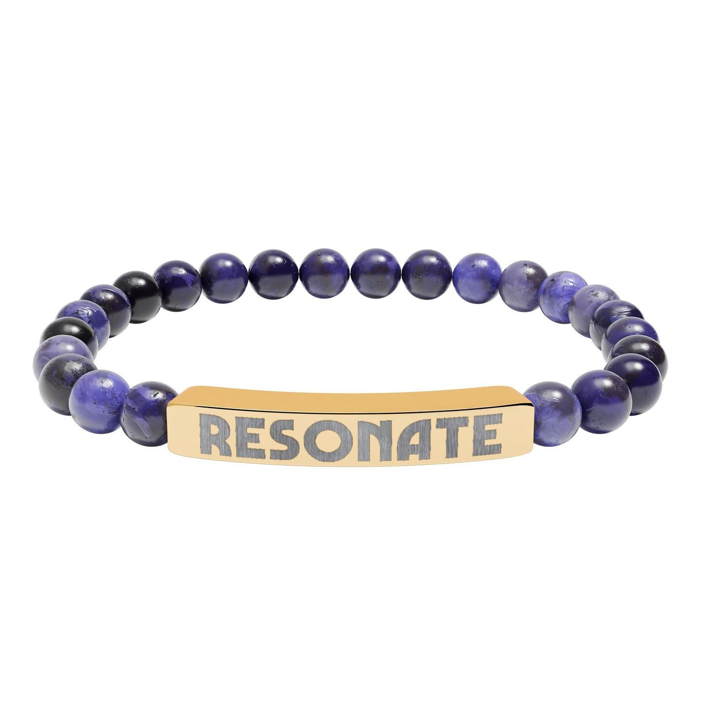 Engraved Natural Stone Stretch Bar Bracelet