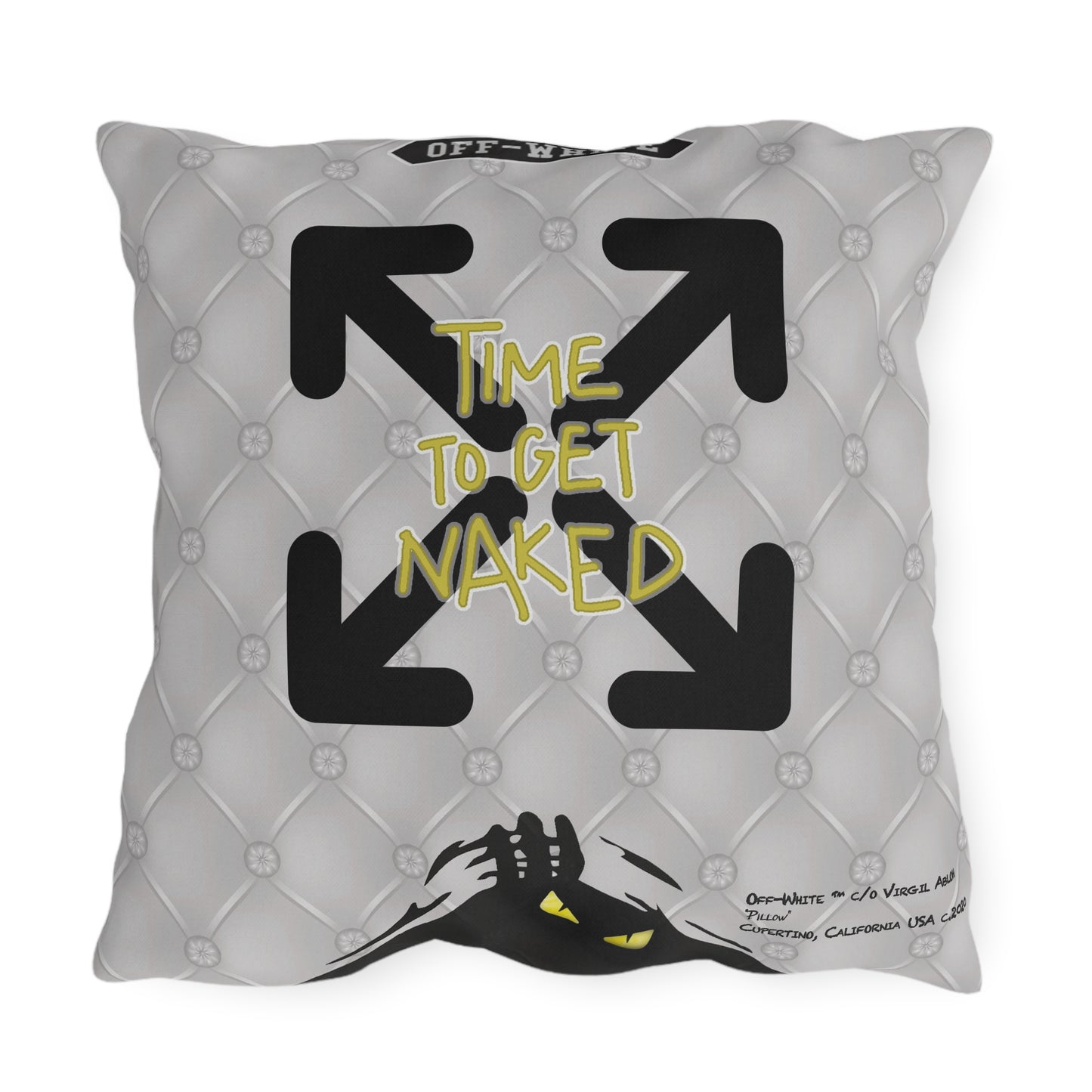 OFF-WHITE - 'Time to Get Naked' Graphic Outdoor Throw Pillow