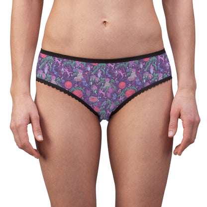 Happy Hula Women's Briefs — Purple Tropical Floral All-Over Print