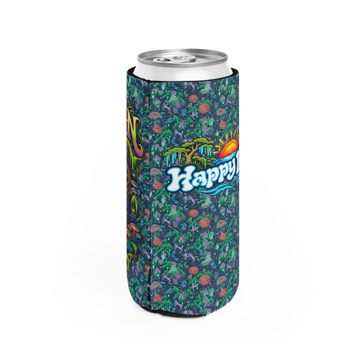 Hulaween 2026 'Happy Hula' Festival Design - Slim Can Cooler