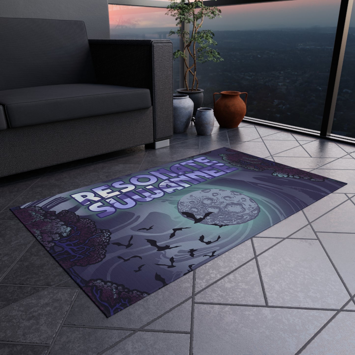 Outdoor Rug/Festival Mat — Moonlit Forest
