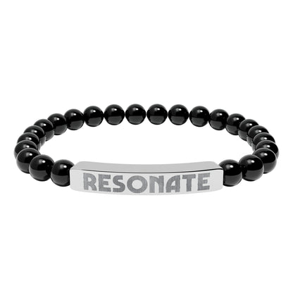 Engraved Natural Stone Stretch Bar Bracelet