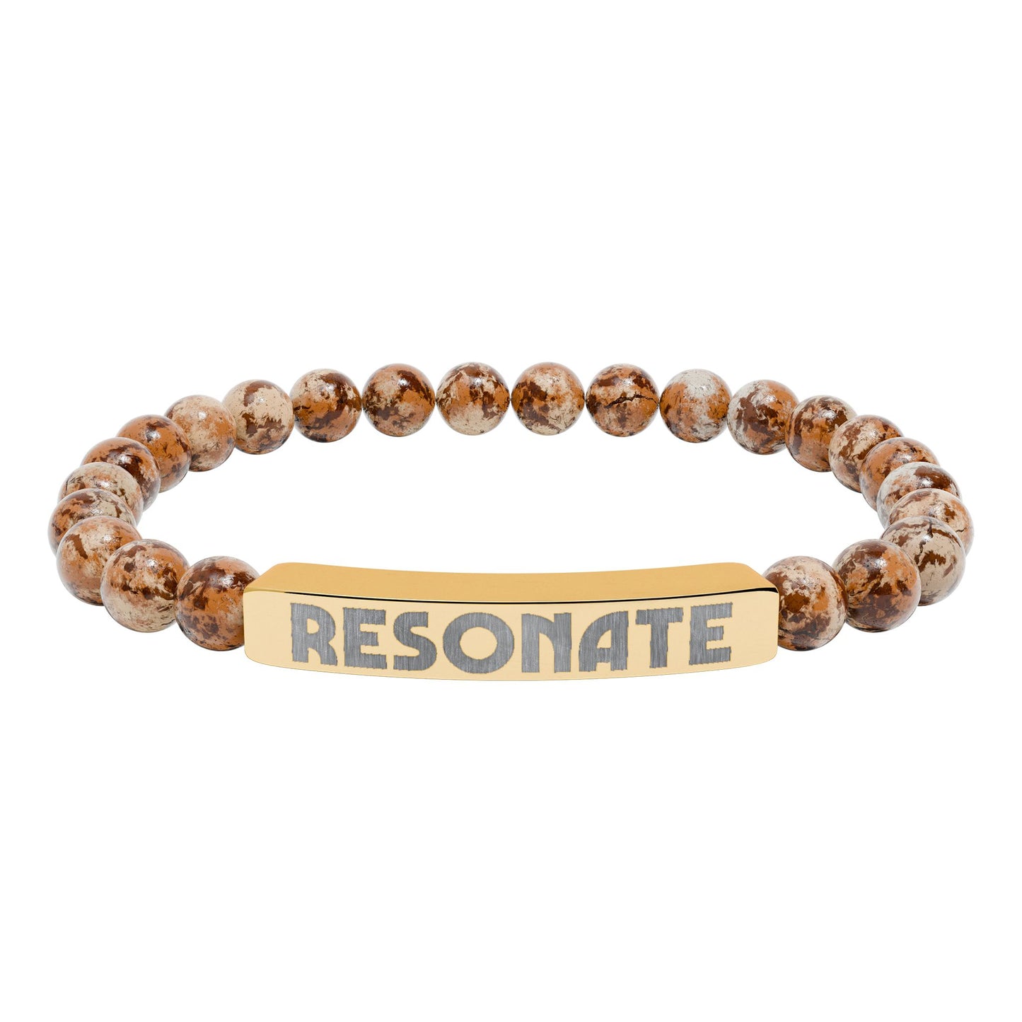 Engraved Natural Stone Stretch Bar Bracelet