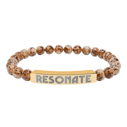 Engraved Natural Stone Stretch Bar Bracelet