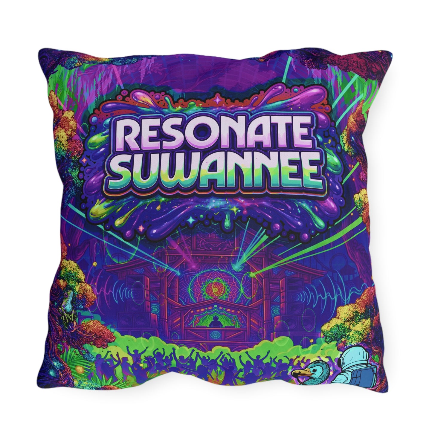 Vibrant Swamplife Outdoor Pillow — Psychedelic Festival Throw Pillow