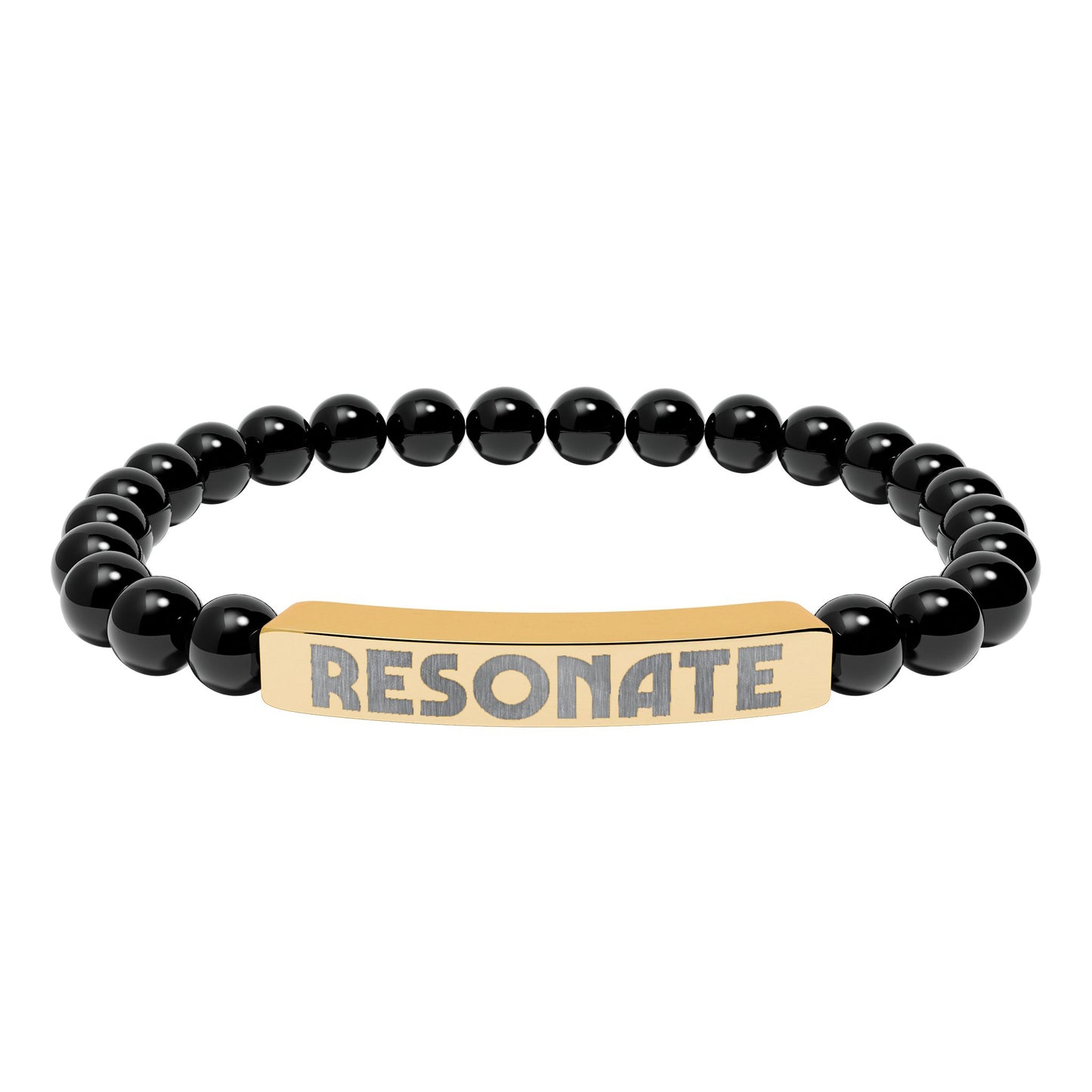 Engraved Natural Stone Stretch Bar Bracelet