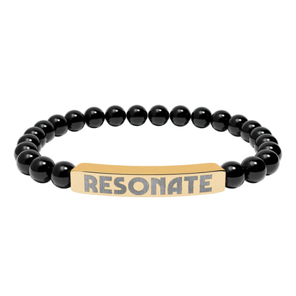 Engraved Natural Stone Stretch Bar Bracelet