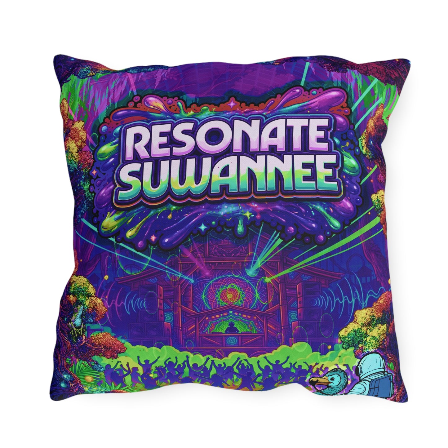 Vibrant Swamplife Outdoor Pillow — Psychedelic Festival Throw Pillow