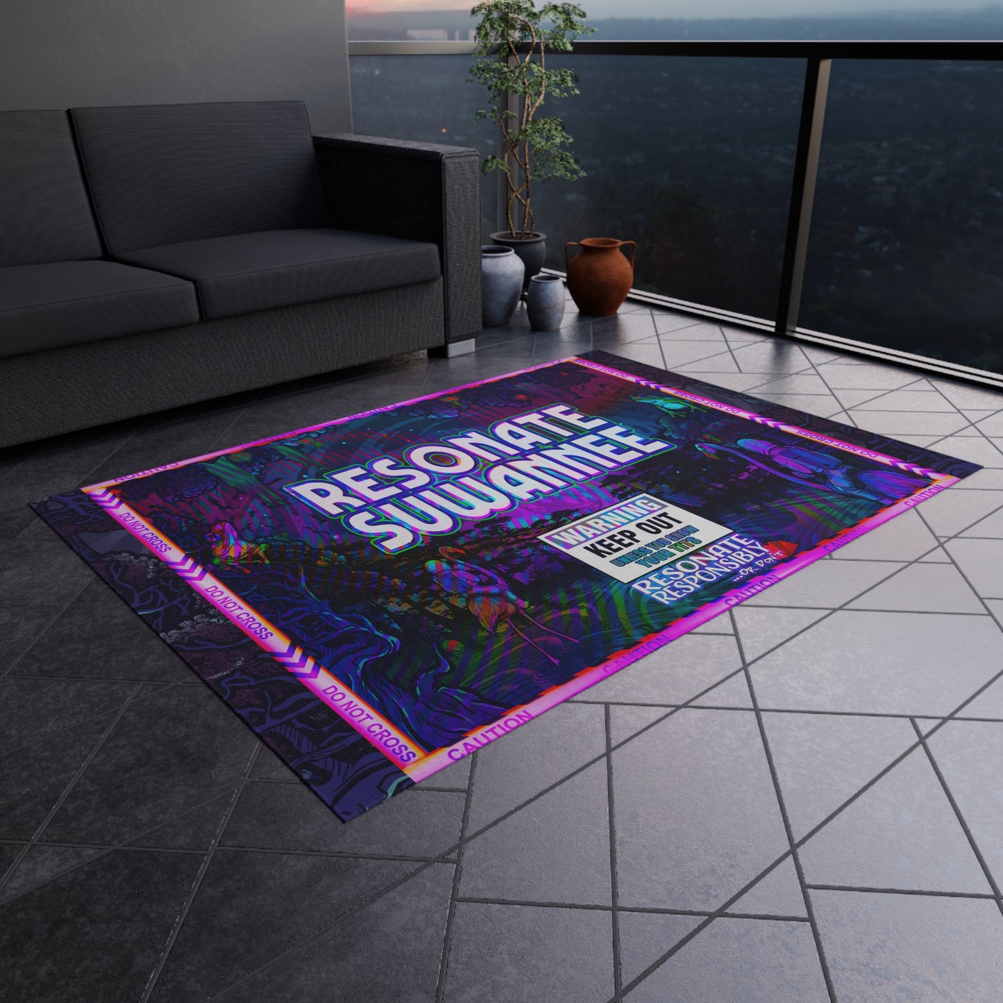 Outdoor Rug/Festival Mat — "KEEP OUT"
