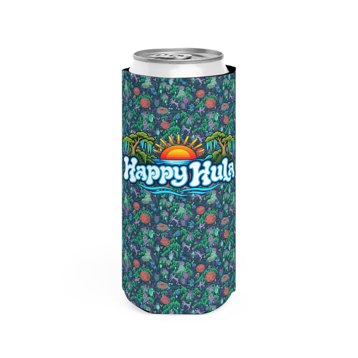 Hulaween 2026 'Happy Hula' Festival Design - Slim Can Cooler