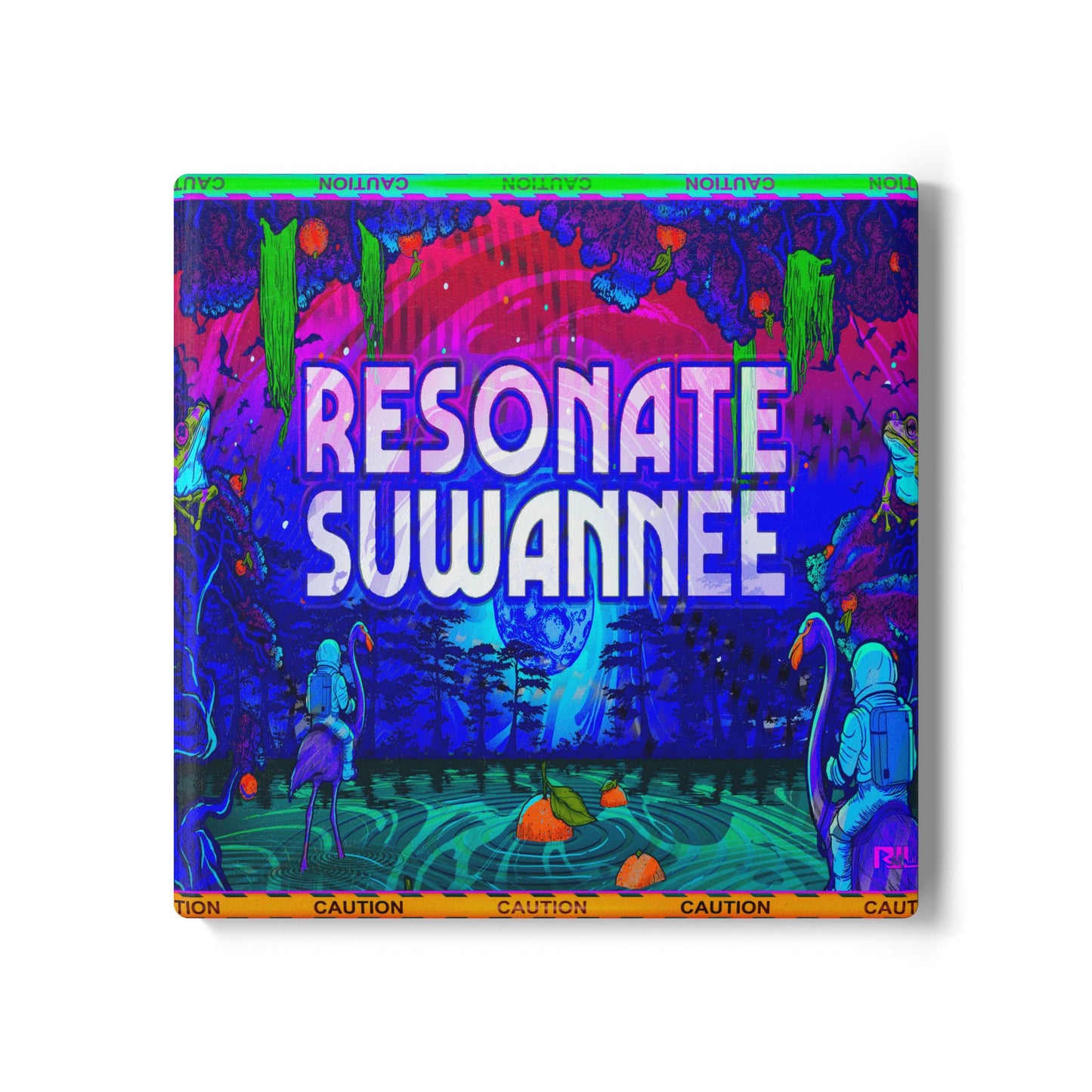 Vibrant Psychedelic Festival Ceramic Coaster