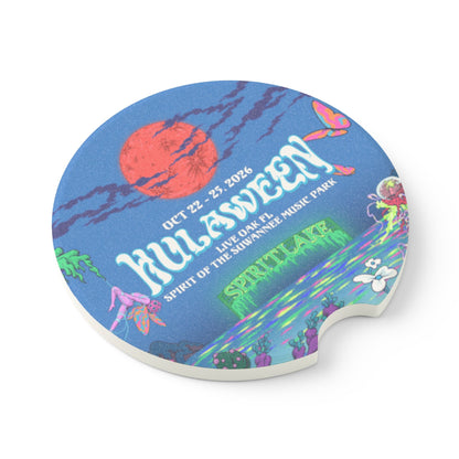 Soapstone Car Coaster — Hulaween Festival Retro Moon Design
